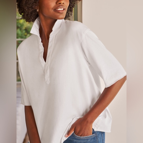 Frank & Eileen Patty Short-Sleeve Popover Henley Small white cotton minimalist - Picture 3 of 13